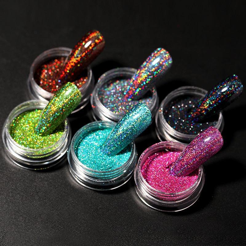 1 Box Hot Sale Holographics Nail Powders Laser Shiny Nail Glitters Dust Decorations For Nail Art Chrome Pigment DIY Accessories - ItemBear.com