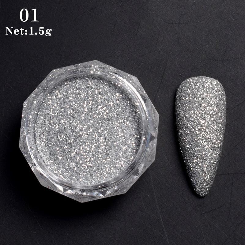 1 Box Hot Sale Holographics Nail Powders Laser Shiny Nail Glitters Dust Decorations For Nail Art Chrome Pigment DIY Accessories - ItemBear.com