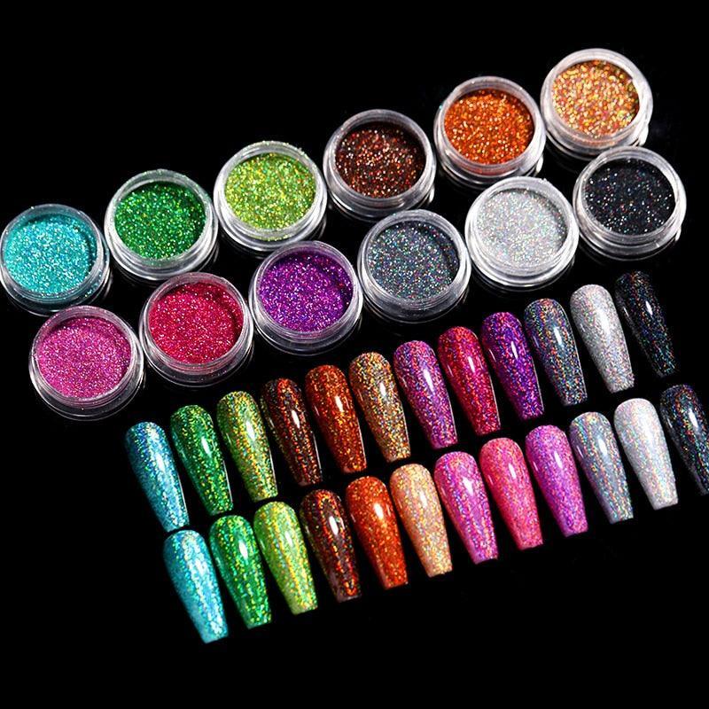 1 Box Hot Sale Holographics Nail Powders Laser Shiny Nail Glitters Dust Decorations For Nail Art Chrome Pigment DIY Accessories - ItemBear.com