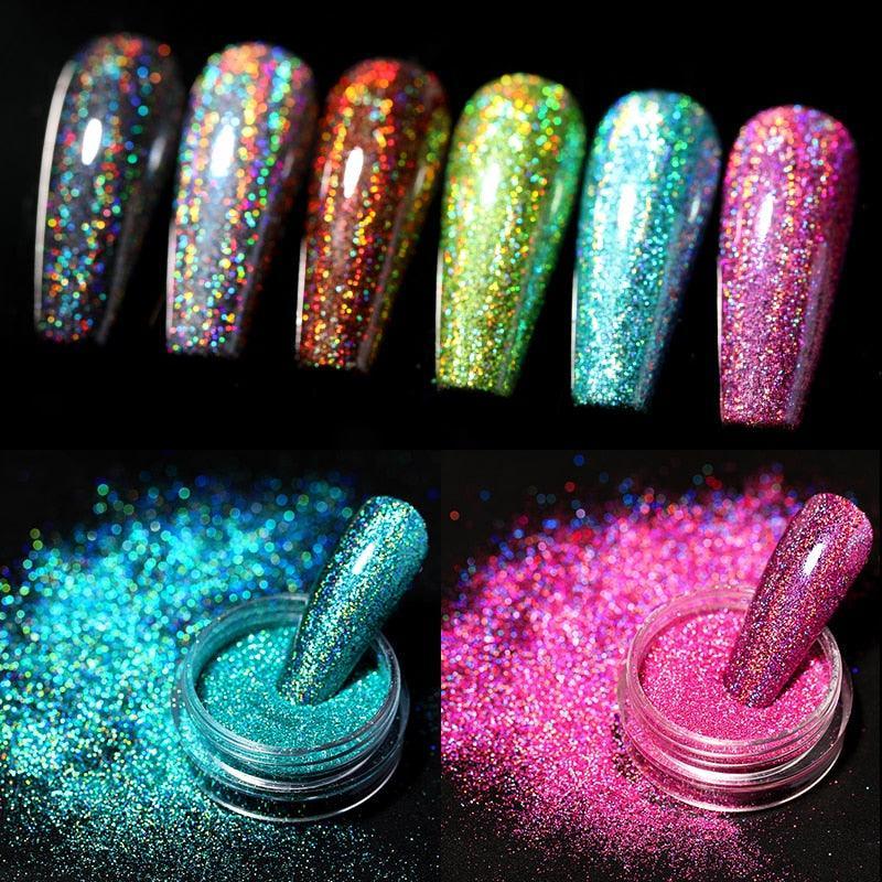 1 Box Hot Sale Holographics Nail Powders Laser Shiny Nail Glitters Dust Decorations For Nail Art Chrome Pigment DIY Accessories - ItemBear.com