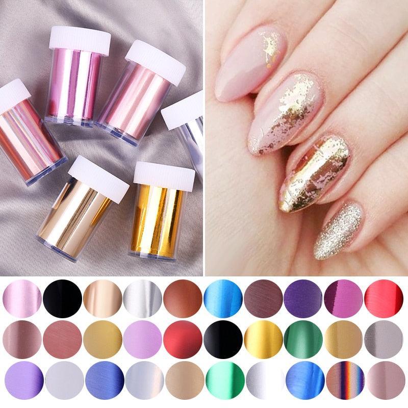 1 Roll Pink Gold Sliver Nail Foils Sparkly Sky Glitter Nail Art Transfer Stickers Slider Paper Nail Art Manicures Decoration New - ItemBear.com