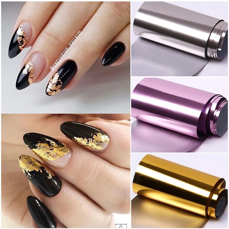 1 Roll Pink Gold Sliver Nail Foils Sparkly Sky Glitter Nail Art Transfer Stickers Slider Paper Nail Art Manicures Decoration New - ItemBear.com