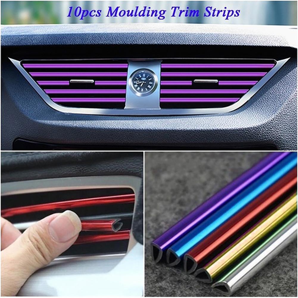 10Pcs 20cm Universal Car Air Conditioner Outlet Decorative U Shape Moulding Trim Strips Decor Car Styling Accessories - ItemBear.com