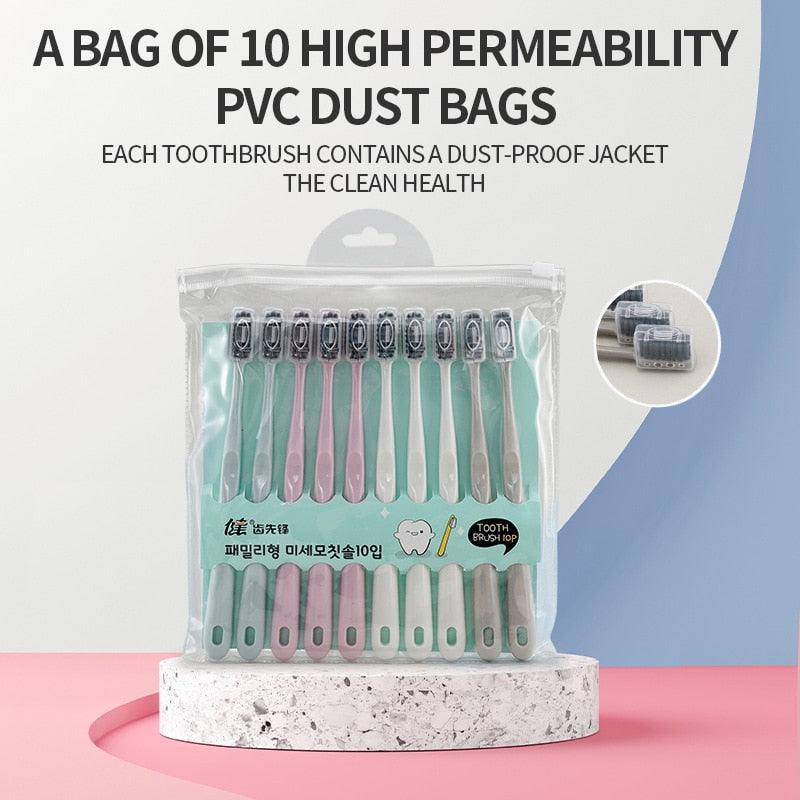 10PCS Macaron toothbrush clean adult bamboo charcoal soft toothbrush Teeth Deep Cleaning Portable Travel Dental Oral Care - ItemBear.com