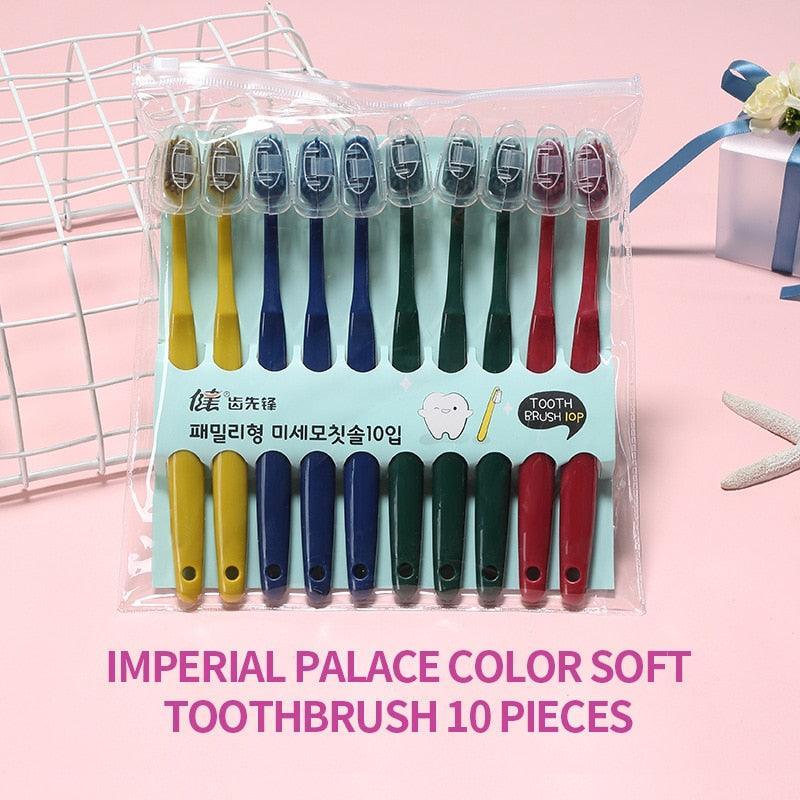 10PCS Macaron toothbrush clean adult bamboo charcoal soft toothbrush Teeth Deep Cleaning Portable Travel Dental Oral Care - ItemBear.com