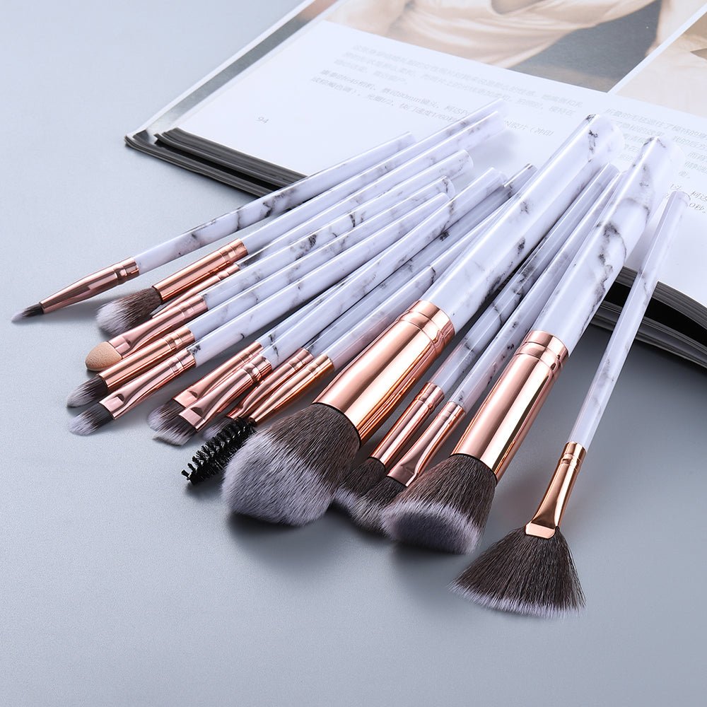 15 Marbled Design Makeup Brushes Set - ItemBear.com