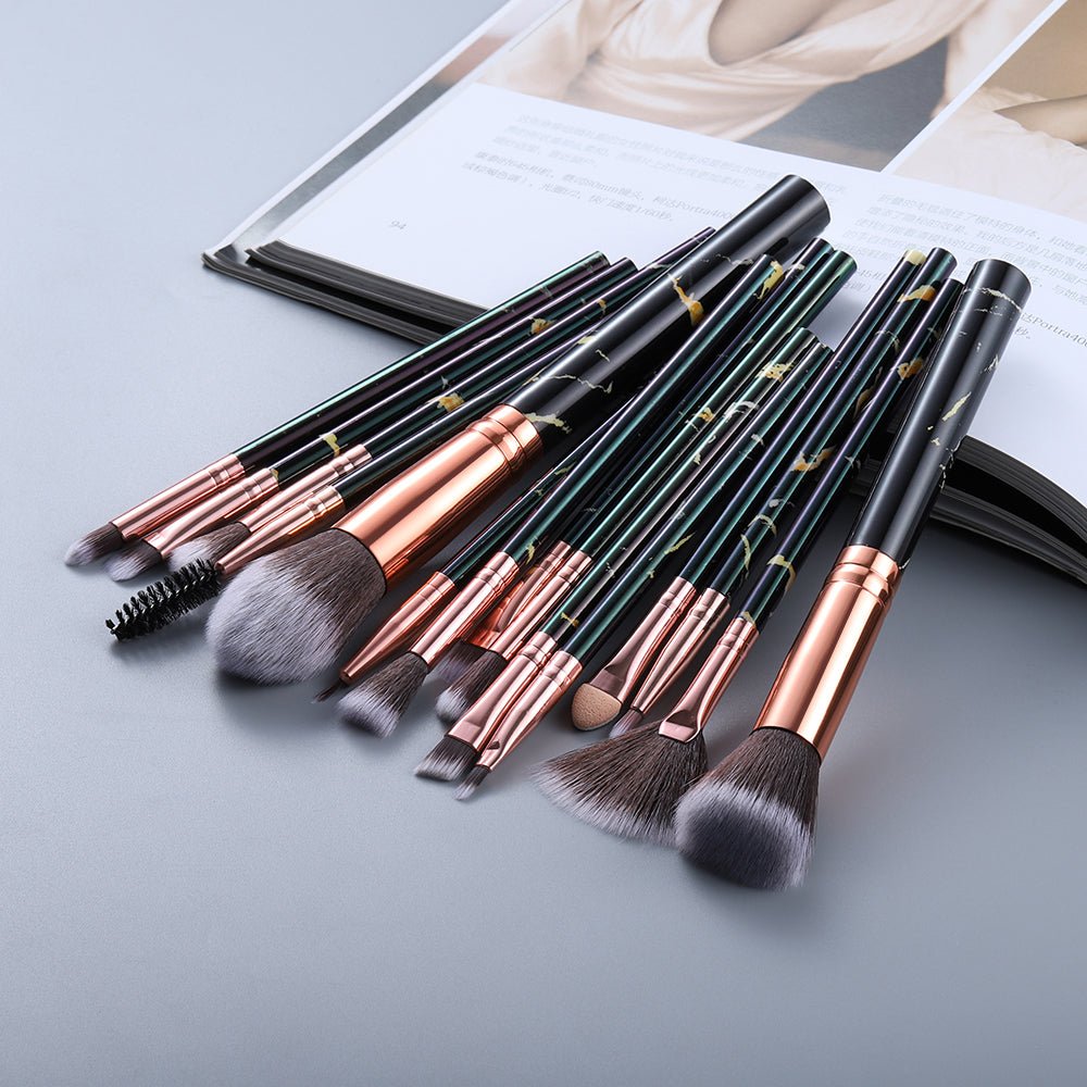 15 Marbled Design Makeup Brushes Set - ItemBear.com