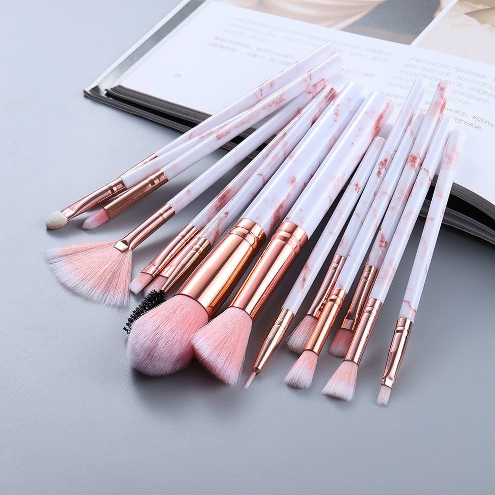 15 Marbled Design Makeup Brushes Set - ItemBear.com