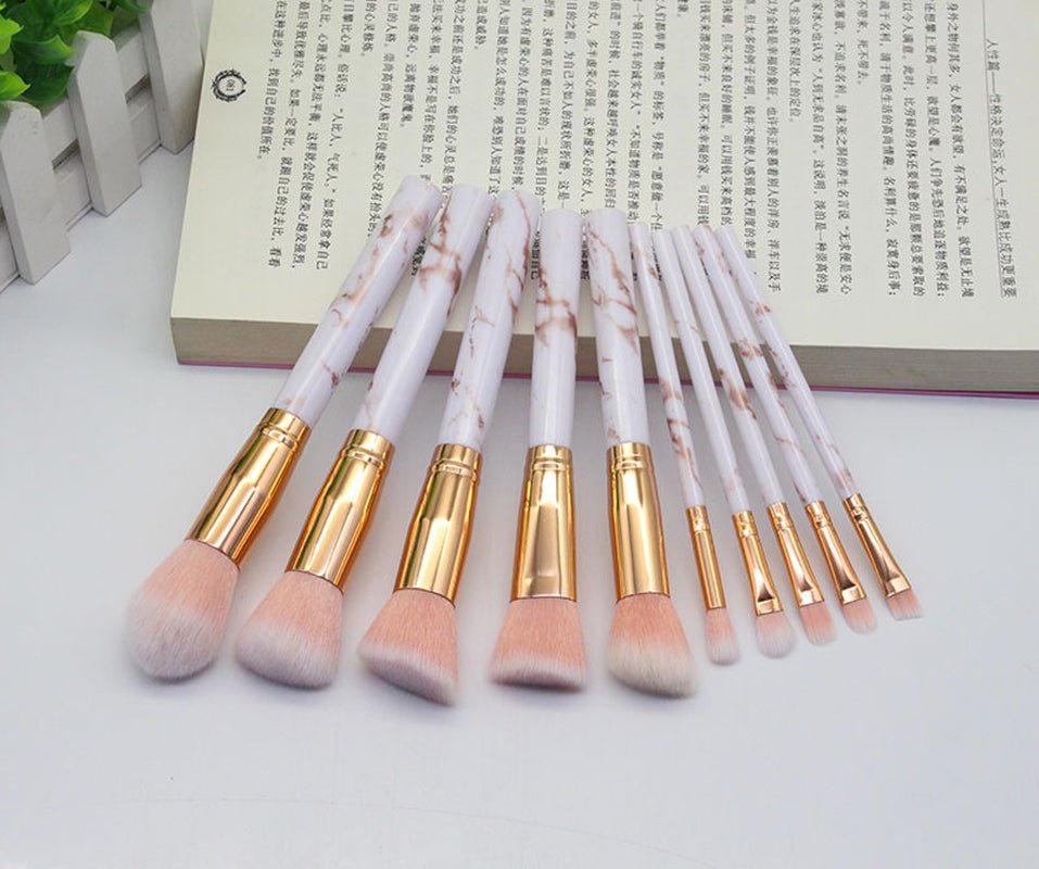 15 Marbled Design Makeup Brushes Set - ItemBear.com