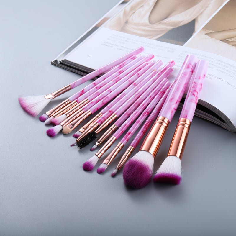 15 Marbled Design Makeup Brushes Set - ItemBear.com