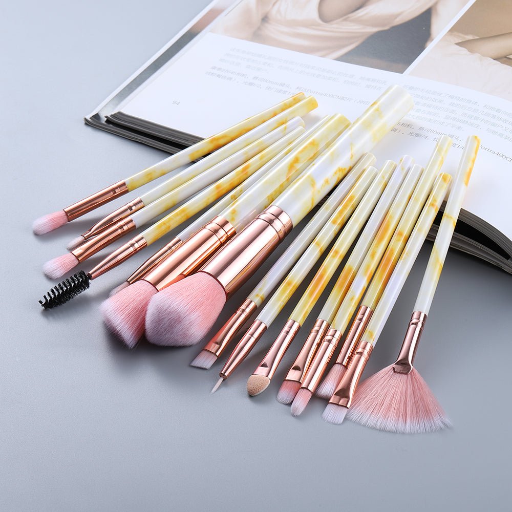 15 Marbled Design Makeup Brushes Set - ItemBear.com