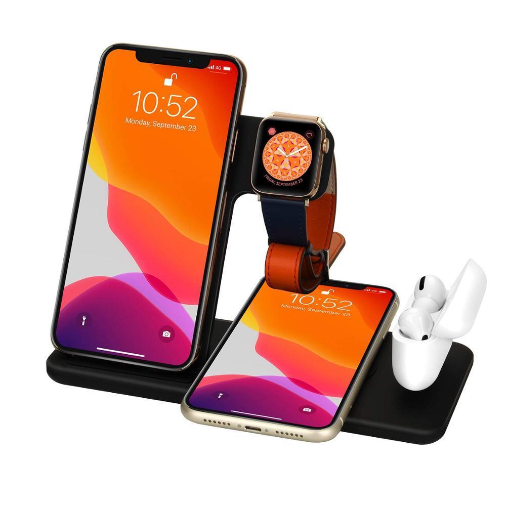 15W Fast Wireless Charger Stand For iPhone 14 13 12 11 8 Apple Watch 4 in 1 Foldable Charging Station for Airpods Pro iWatch - ItemBear.com