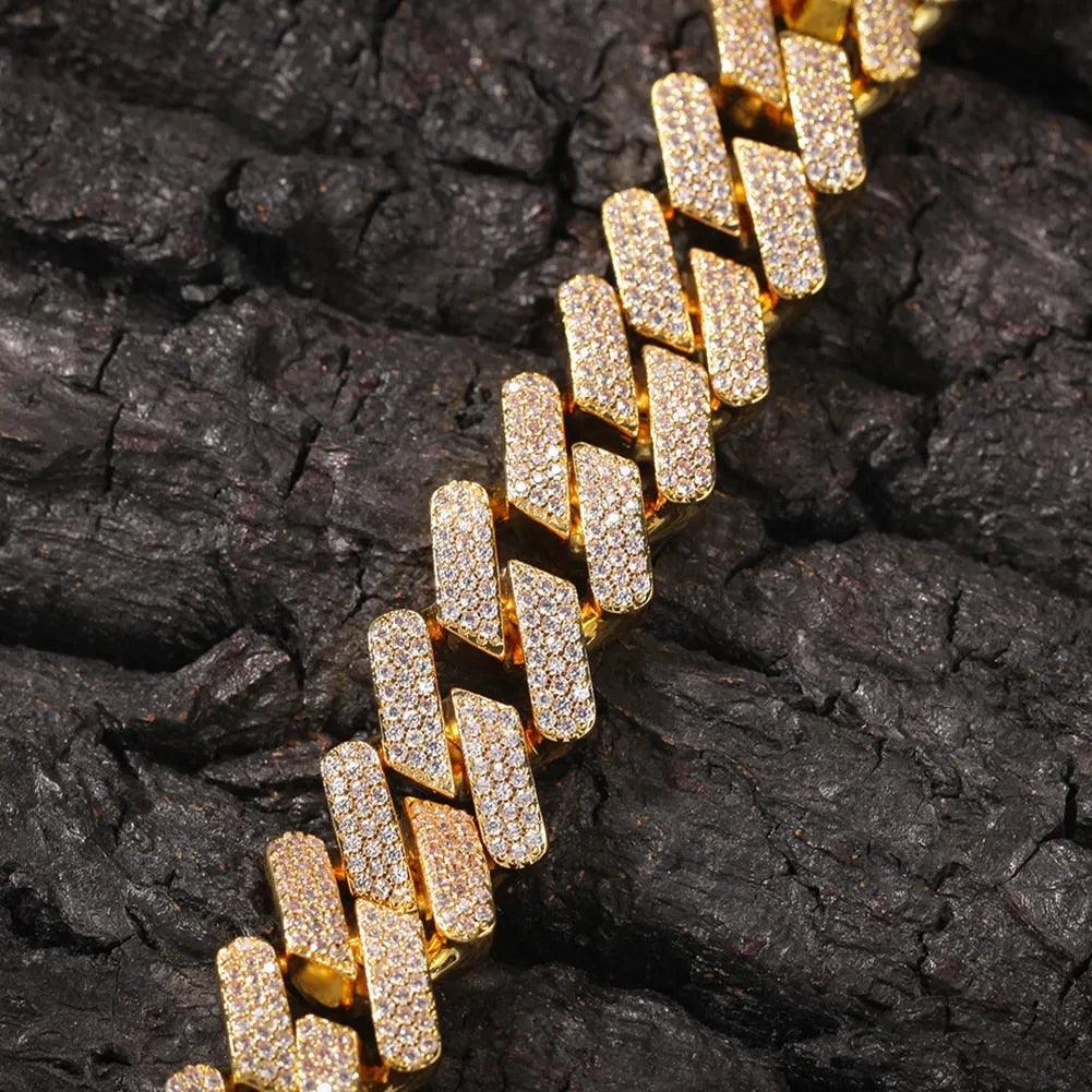 18mm Cubic Zircon 3rows Cubans Link Necklace Gold Plated Luxury Copper Micro Paved CZ Cuban Chain 16/18/20inch - ItemBear.com