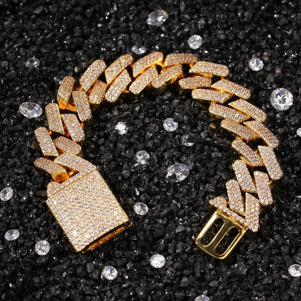 18mm Cubic Zircon 3rows Cubans Link Necklace Gold Plated Luxury Copper Micro Paved CZ Cuban Chain 16/18/20inch - ItemBear.com