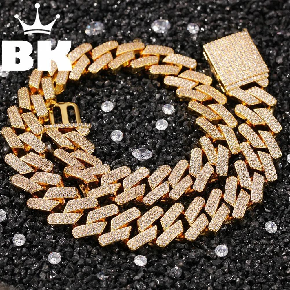 18mm Cubic Zircon 3rows Cubans Link Necklace Gold Plated Luxury Copper Micro Paved CZ Cuban Chain 16/18/20inch - ItemBear.com