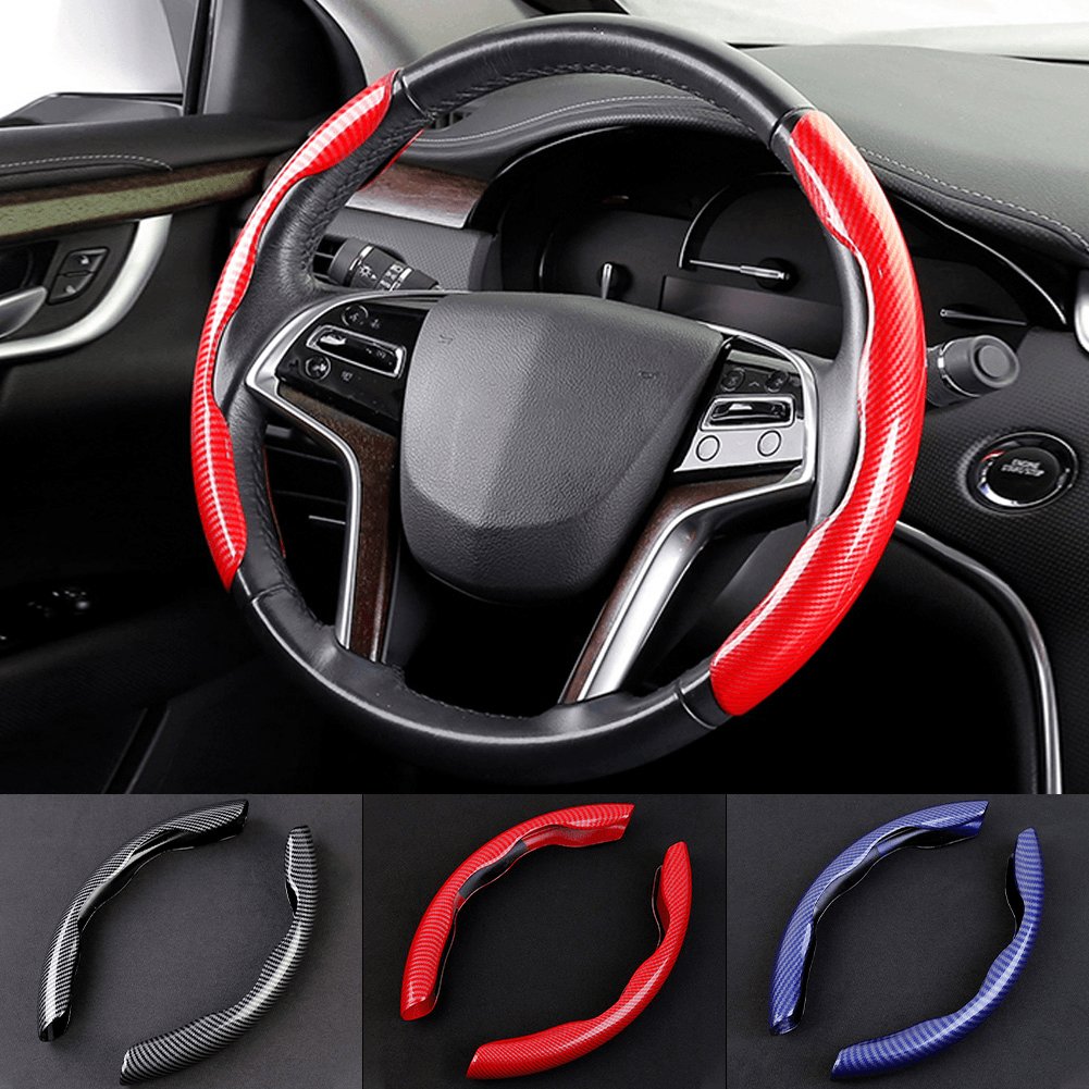 1Pair Carbon Fiber Universal Car Steering Wheel Cover - ItemBear.com