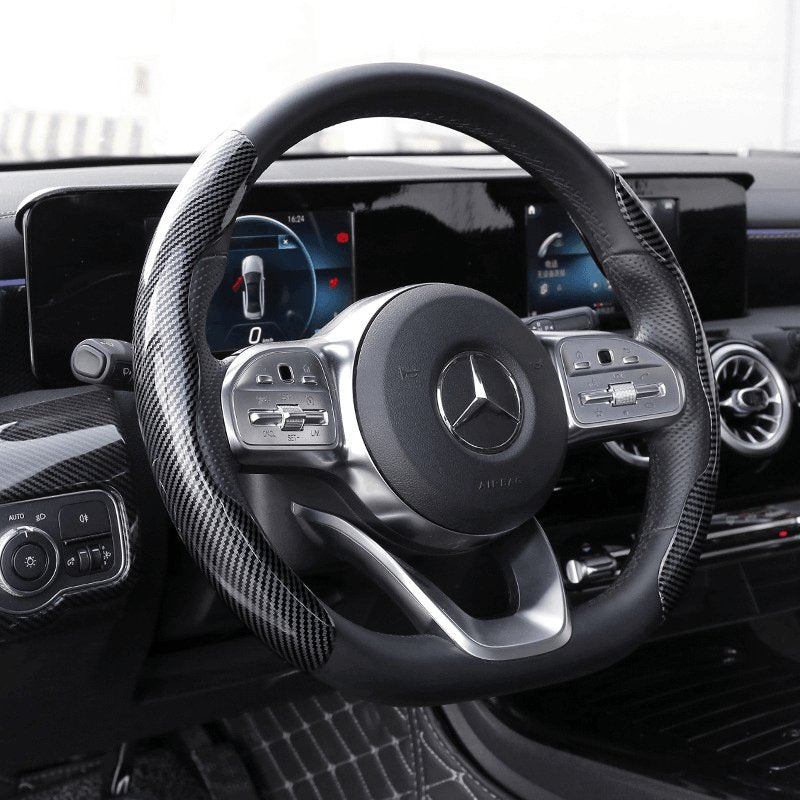 1Pair Carbon Fiber Universal Car Steering Wheel Cover - ItemBear.com