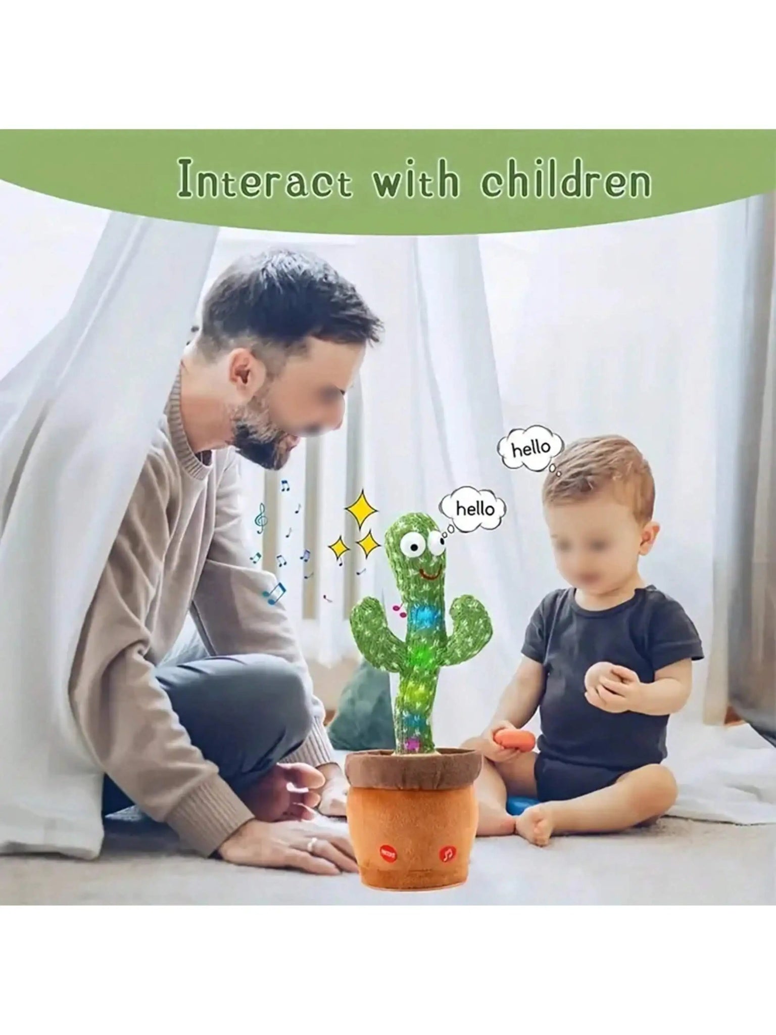 1pc-Dancing Talking Cactus Toys For Baby Boys And Girls, Singing Mimicking Recording Repeating What You Say Sunny Cactus Up Plus - ItemBear.com