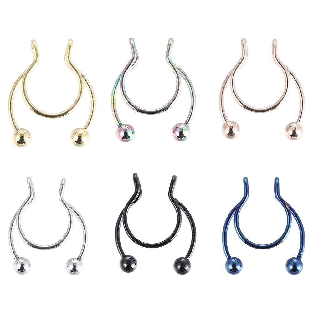 1pcs U Shaped Fake Nose Ring Hip Hoop Septum Rock Stainless Steel Magnet Nose Piercing Punk Piercing Body Jewelry Free shipping - ItemBear.com