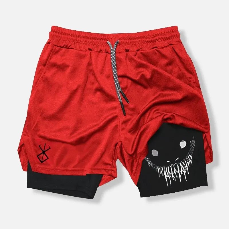 2024 New Men'S Fitness Training Skinny Shorts Demon Print Summer 2 in 1 Quick Dry Gym Beach Jogging Shorts Outdoor Sportwear - ItemBear.com