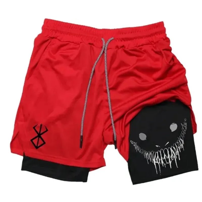 2024 New Men'S Fitness Training Skinny Shorts Demon Print Summer 2 in 1 Quick Dry Gym Beach Jogging Shorts Outdoor Sportwear - ItemBear.com