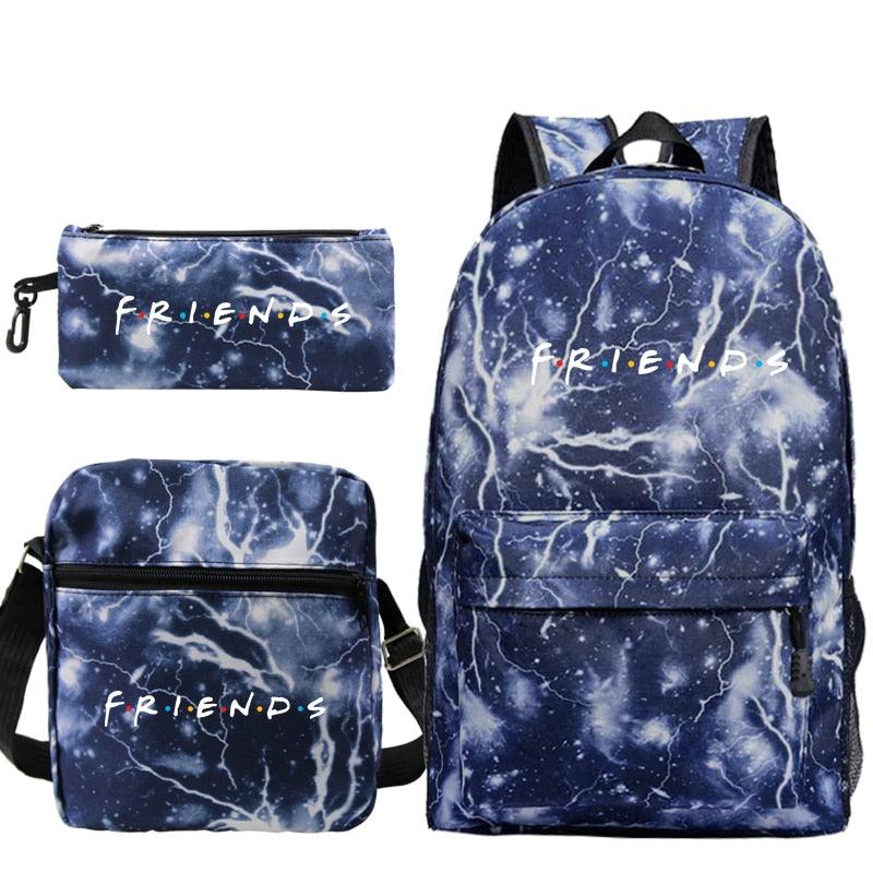 3 Pcs Set Friends Backpack Prints Knapsack for Teenagers Girls Boys Travel Bagpack Children School Bags - ItemBear.com