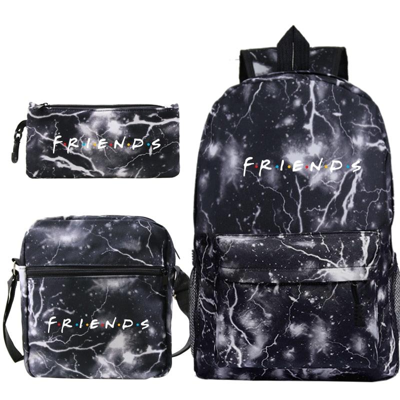 3 Pcs Set Friends Backpack Prints Knapsack for Teenagers Girls Boys Travel Bagpack Children School Bags - ItemBear.com