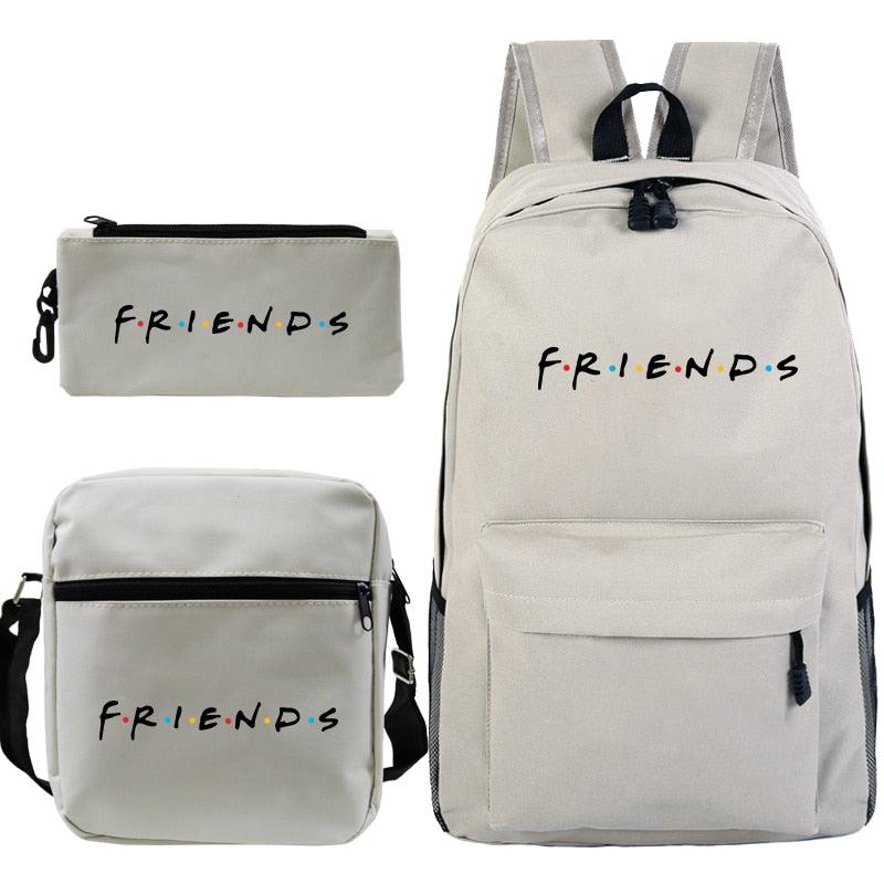 3 Pcs Set Friends Backpack Prints Knapsack for Teenagers Girls Boys Travel Bagpack Children School Bags - ItemBear.com