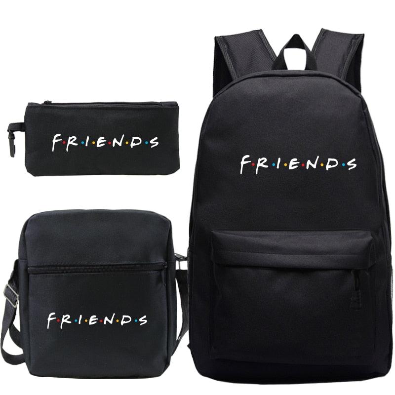 3 Pcs Set Friends Backpack Prints Knapsack for Teenagers Girls Boys Travel Bagpack Children School Bags - ItemBear.com