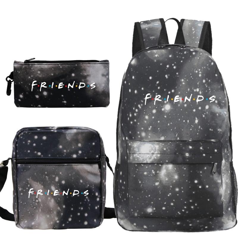 3 Pcs Set Friends Backpack Prints Knapsack for Teenagers Girls Boys Travel Bagpack Children School Bags - ItemBear.com