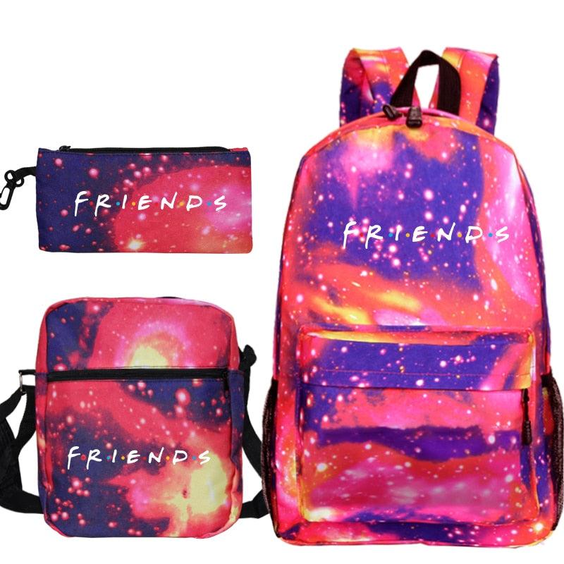 3 Pcs Set Friends Backpack Prints Knapsack for Teenagers Girls Boys Travel Bagpack Children School Bags - ItemBear.com