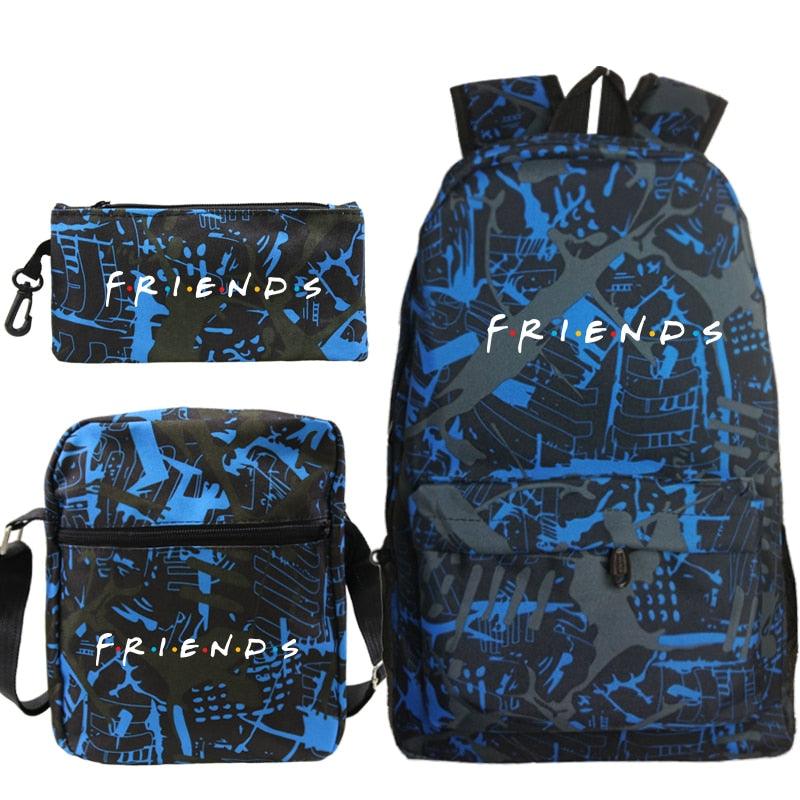 3 Pcs Set Friends Backpack Prints Knapsack for Teenagers Girls Boys Travel Bagpack Children School Bags - ItemBear.com