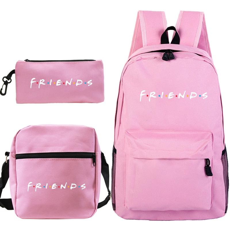 3 Pcs Set Friends Backpack Prints Knapsack for Teenagers Girls Boys Travel Bagpack Children School Bags - ItemBear.com