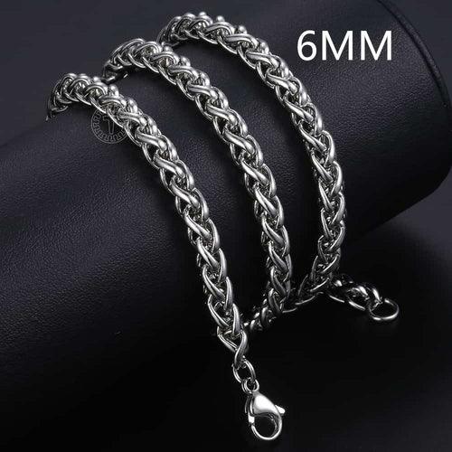 3/4/5/6/8mm Braided Wheat Link Chain For Men Women Stainless Steel - ItemBear.com