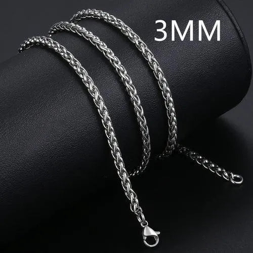 3/4/5/6/8mm Braided Wheat Link Chain For Men Women Stainless Steel - ItemBear.com