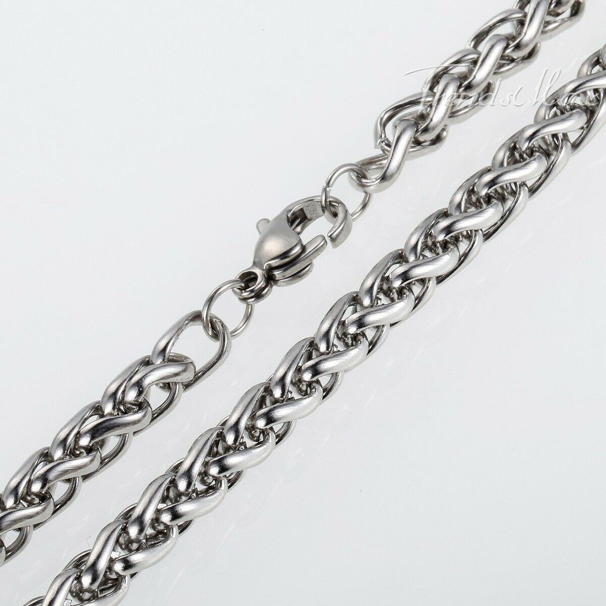 3/4/5/6/8mm Braided Wheat Link Chain For Men Women Stainless Steel - ItemBear.com