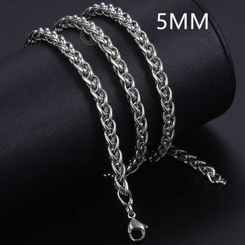 3/4/5/6/8mm Braided Wheat Link Chain For Men Women Stainless Steel - ItemBear.com