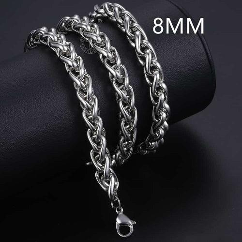 3/4/5/6/8mm Braided Wheat Link Chain For Men Women Stainless Steel - ItemBear.com