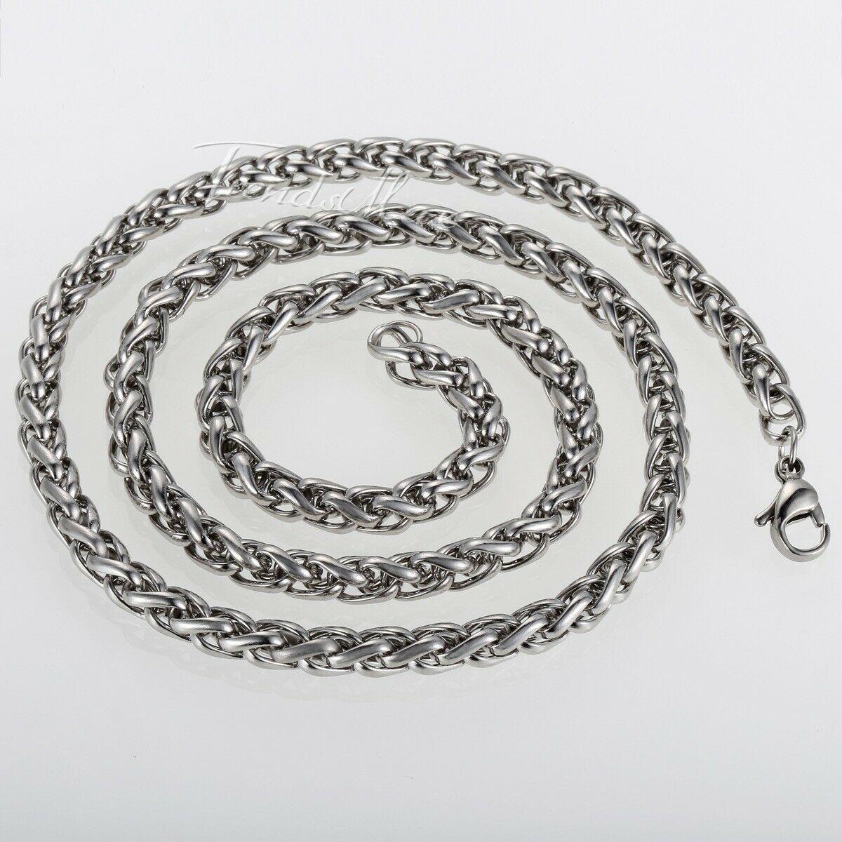 3/4/5/6/8mm Braided Wheat Link Chain For Men Women Stainless Steel - ItemBear.com