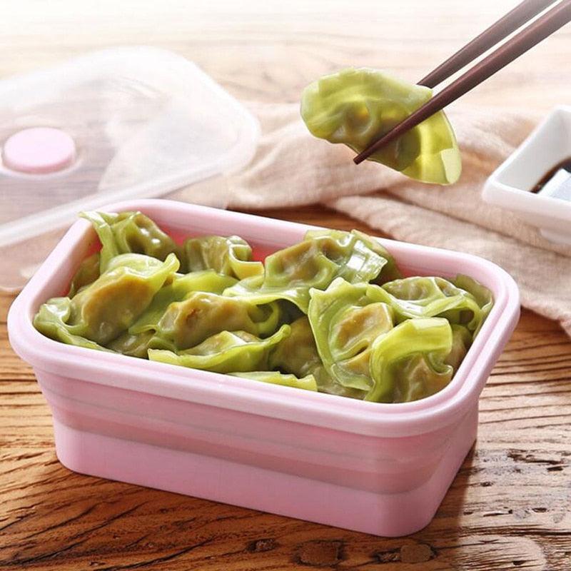 4pcs/set Silicone Rectangle Lunch Box Collapsible Bento Box Folding Food Container Bowl 300/500/800/1200ml for Dinnerware - ItemBear.com