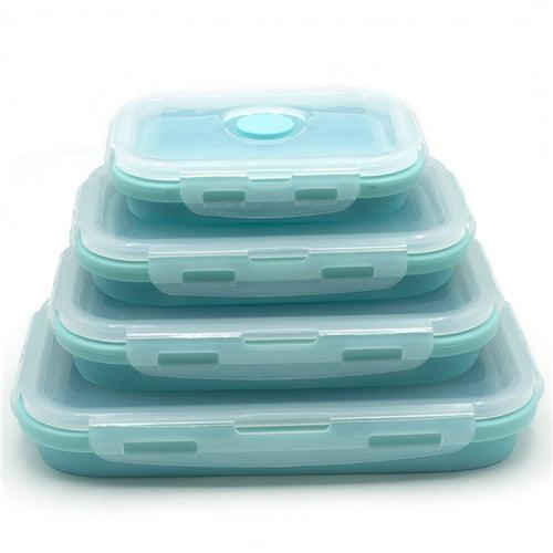 4pcs/set Silicone Rectangle Lunch Box Collapsible Bento Box Folding Food Container Bowl 300/500/800/1200ml for Dinnerware - ItemBear.com