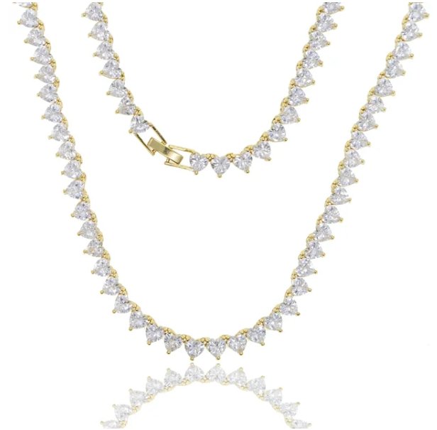 5A Heart CZ Tennis Necklace - ItemBear.com