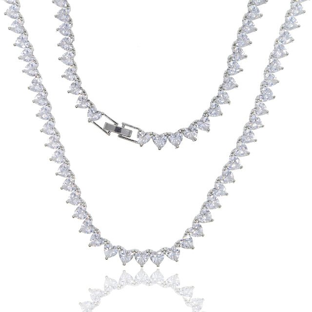 5A Heart CZ Tennis Necklace - ItemBear.com