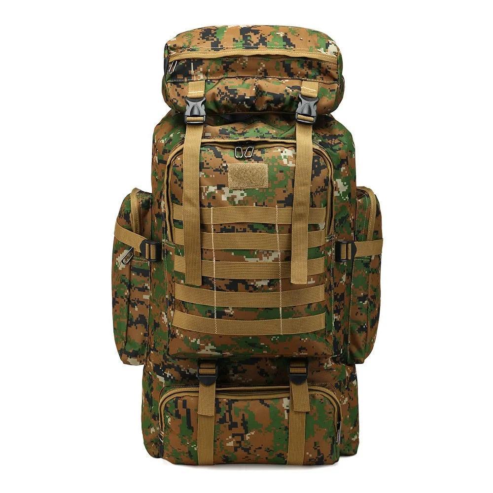 80L Waterproof Molle Camo Tactical Backpack Military Army Hiking Camping Backpack Travel Rucksack Outdoor Sports Climbing Bag - ItemBear.com