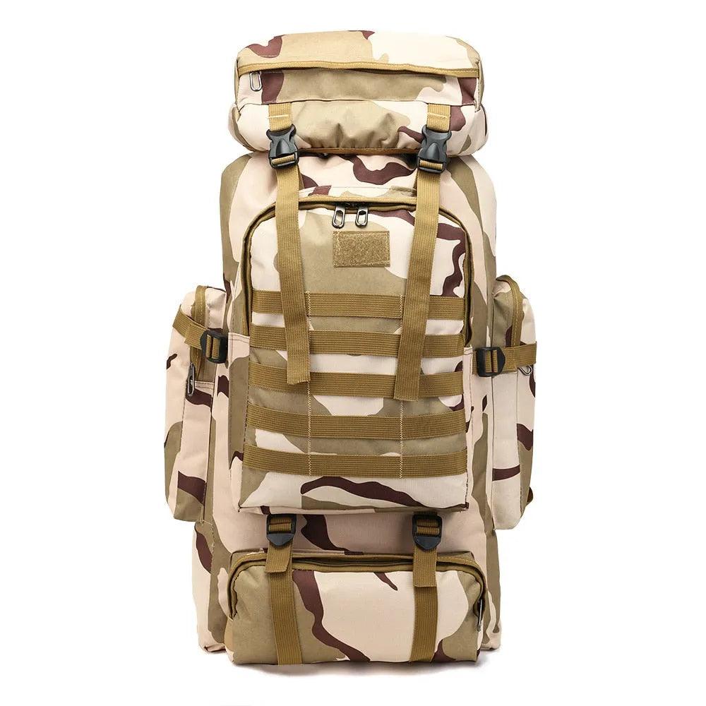 80L Waterproof Molle Camo Tactical Backpack Military Army Hiking Camping Backpack Travel Rucksack Outdoor Sports Climbing Bag - ItemBear.com