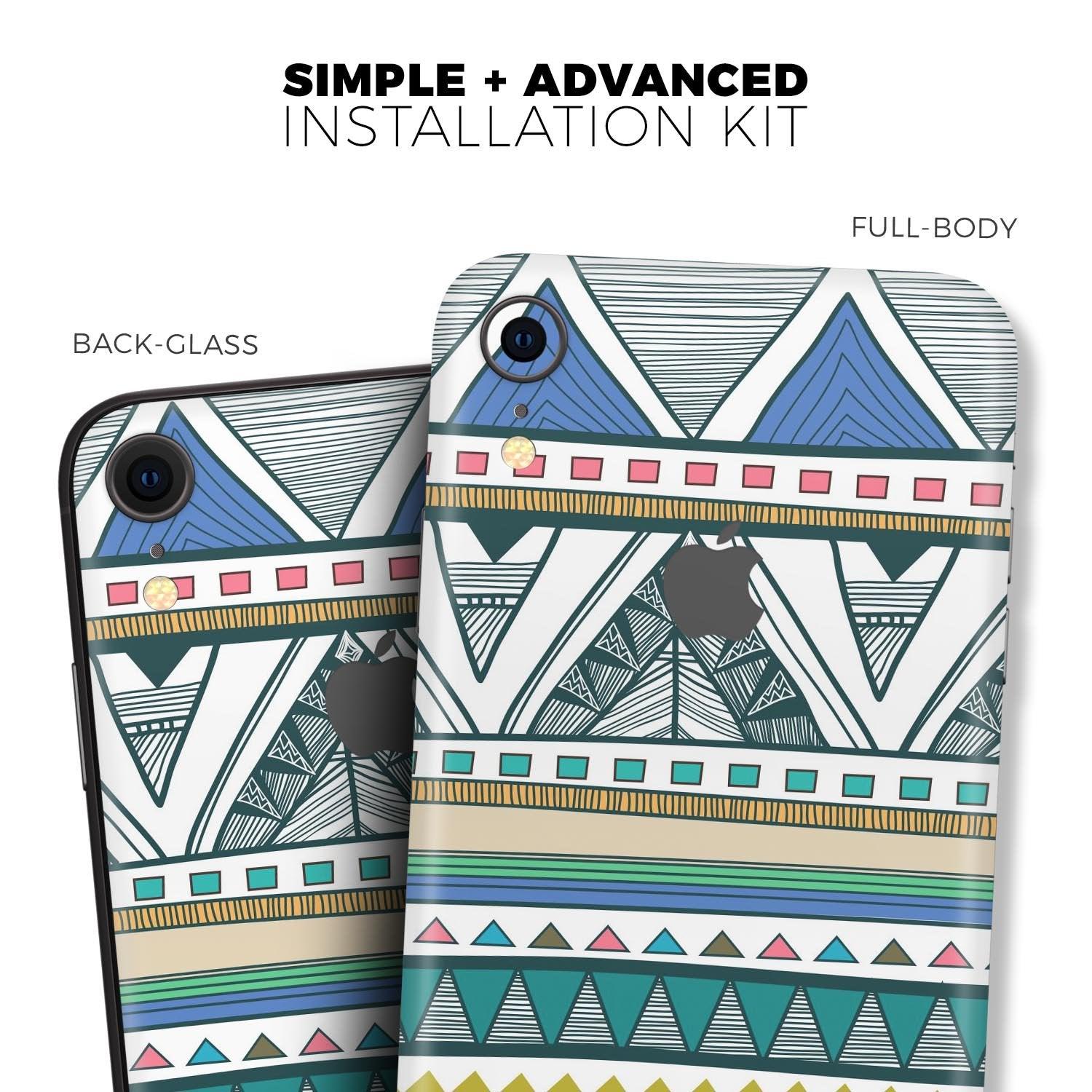 Abstract Blue and Green Triangle Aztec - Skin - Kit for the Apple iPhone - ItemBear.com