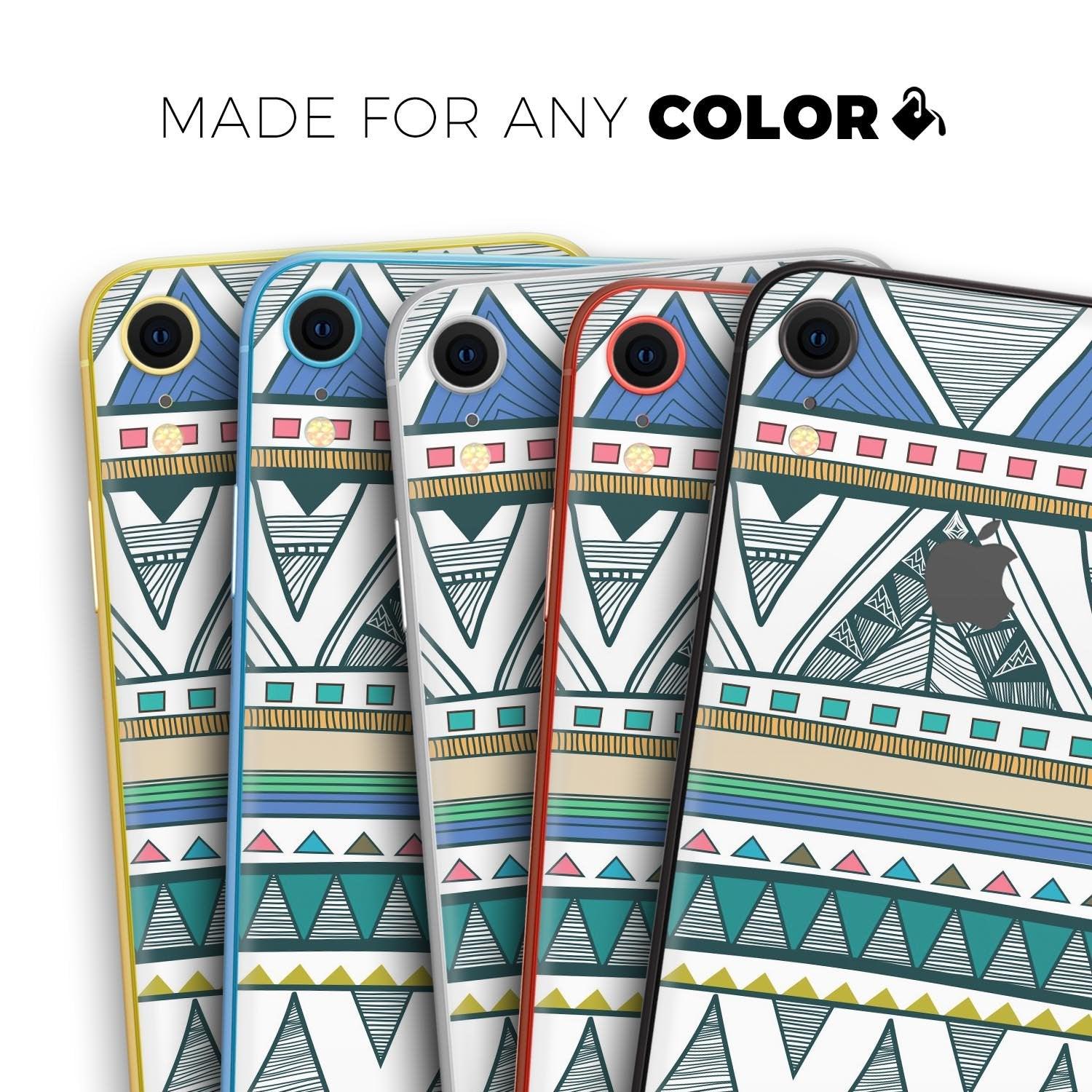 Abstract Blue and Green Triangle Aztec - Skin - Kit for the Apple iPhone - ItemBear.com