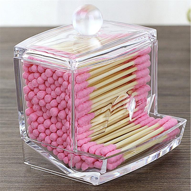 Acrylic Cotton Swabs Storage Holder Box Portable Transparent Makeup Cotton Pad Cosmetic Container Jewelry Organizer Case - ItemBear.com