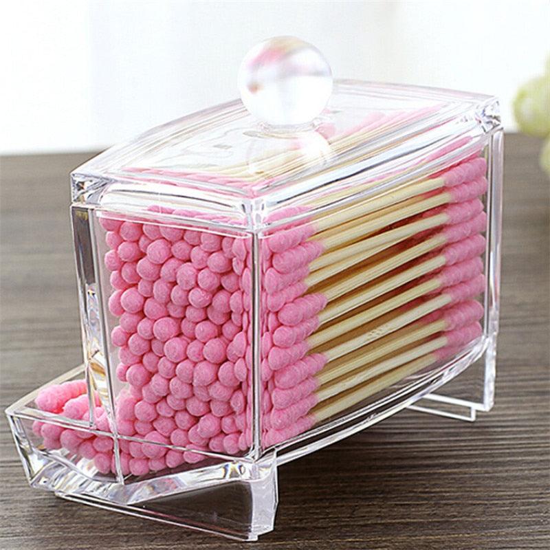 Acrylic Cotton Swabs Storage Holder Box Portable Transparent Makeup Cotton Pad Cosmetic Container Jewelry Organizer Case - ItemBear.com