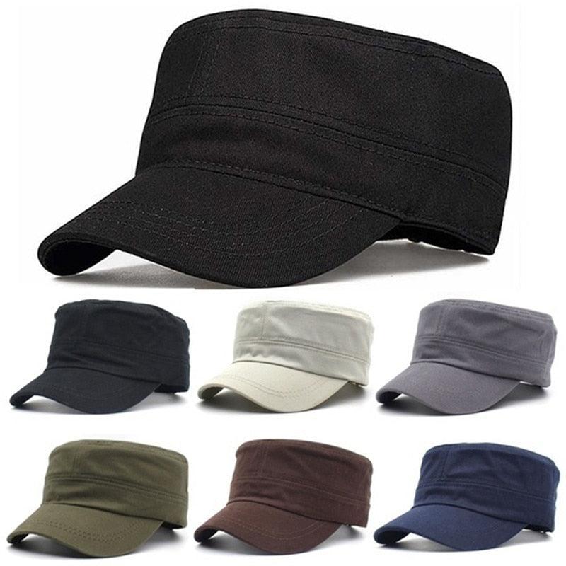 Adjustable Classic Plain Cap Vintage Army Military Cadet Style Hat Breathable Sun Protective Casual Cap - ItemBear.com